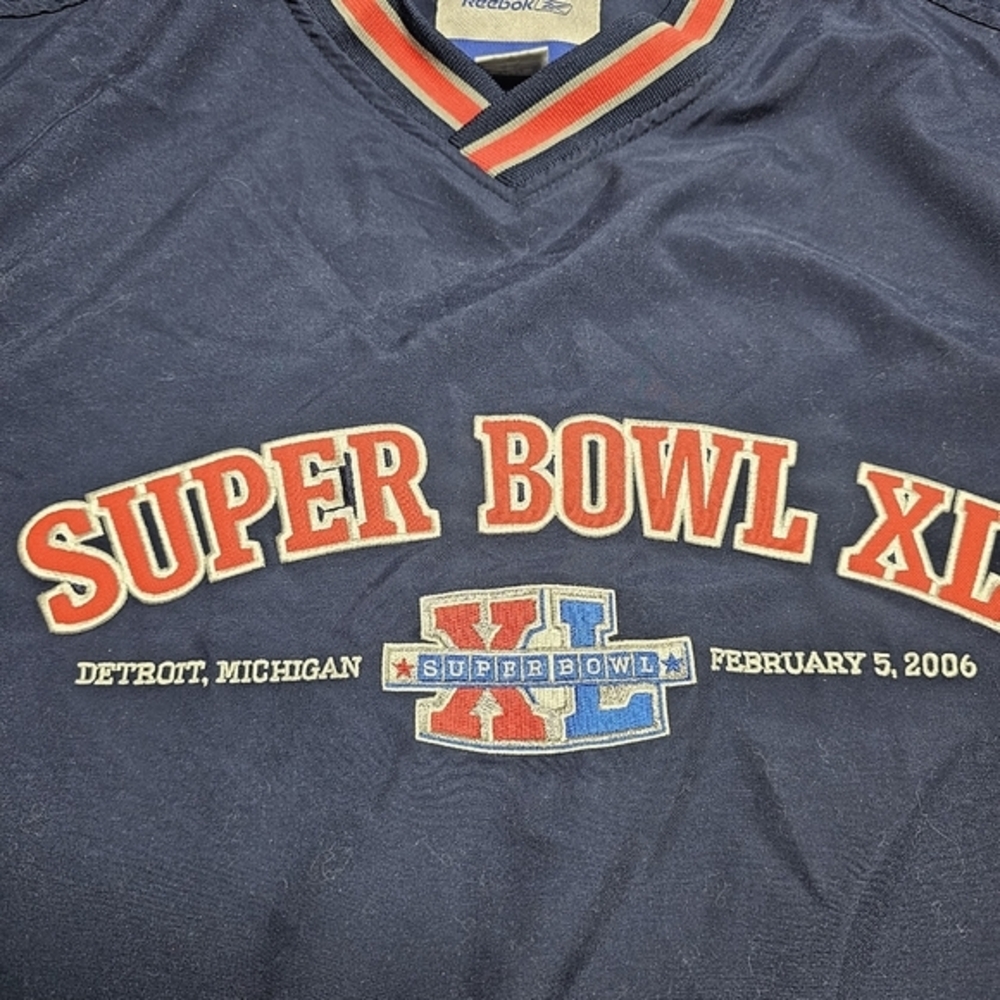 Reebok Super Bowl XL 2006 Detroit Michigan Windbreaker Pullover Mens Medium Navy